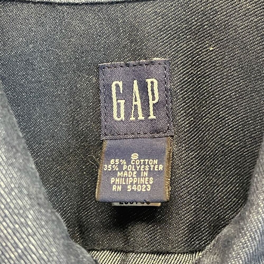 GAP‎ Jean Jacket Women's Small Indigo Denim Cotton Button Front Dark Wash Blue - Picture 5 of 14